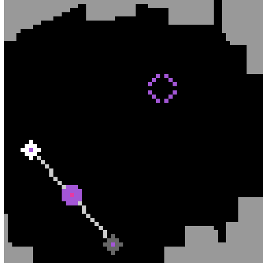 R11L maze grid — piece navigates a diagonal sliding path toward a target cell.