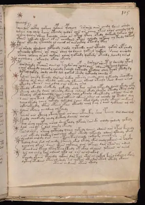 Folio 105r of the Voynich Manuscript
