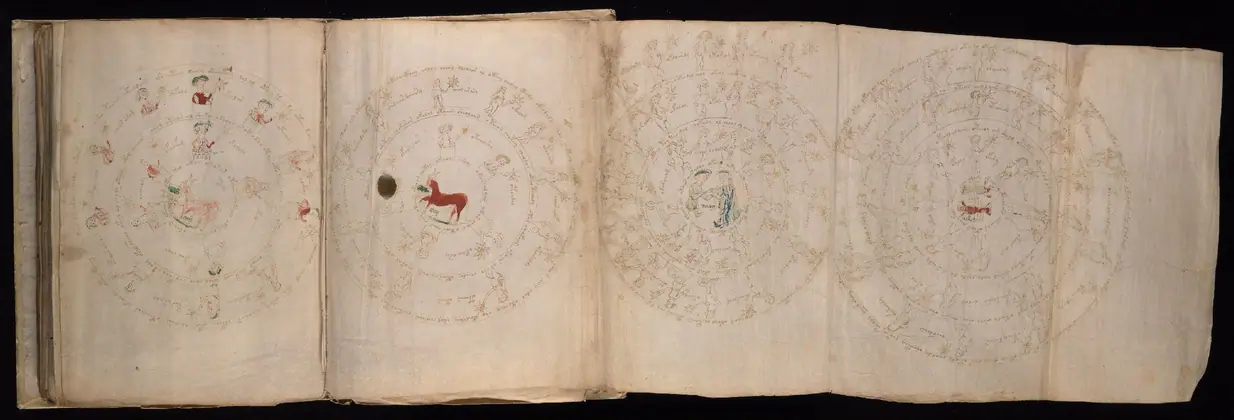 Folio 71v and 72r of the Voynich Manuscript