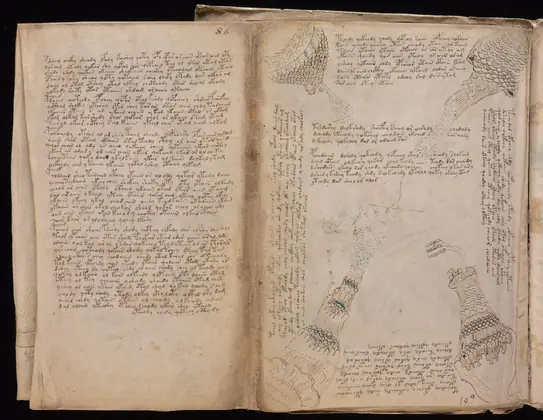 Folio 86v (part) (part of 85-86 foldout) of the Voynich Manuscript